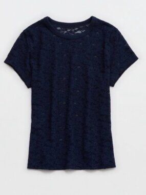 Aerie Lace Vintage t-shirt in navy (XL)
